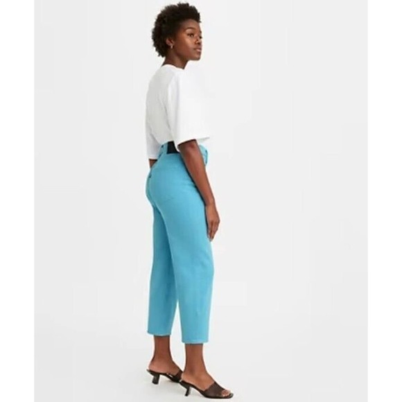 Levi's Denim - Levi's Made & Crafted BARREL WOMEN'S JEANS 31 AQUA BLUE Straight Raw Hem Loose